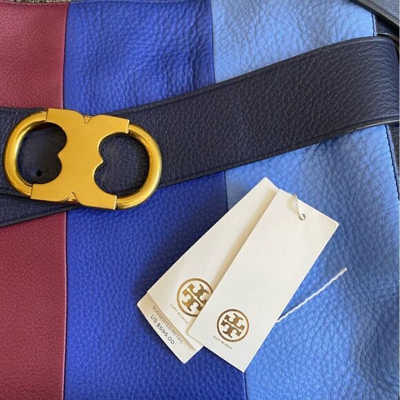 TORY BURCH Gemini Link Striped Multi Belted Hobo Cross Body Bag - Picture 5 of 10